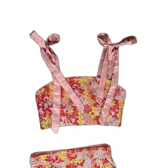 Lulu’s Ellarina Pink Multi Metallic Tie-Strap Two-Piece Midi Dress Set Small - Picture 9 of 12